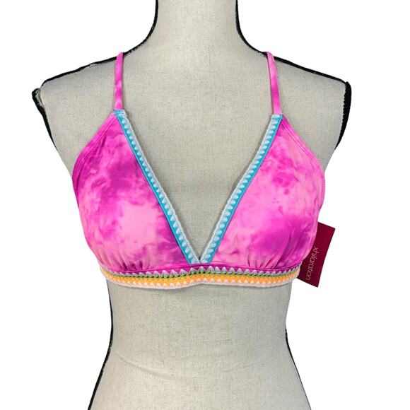 Xhilaration Large Triangle Bikini Swim Top Crochet Tie-Dye Padded Tie Racerback - Picture 1 of 7